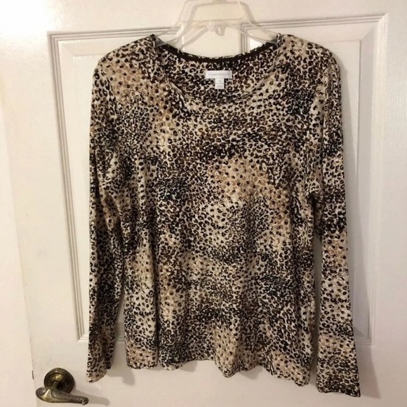 Charter club leopard cheetah long sleeve top - Picture 3 of 5